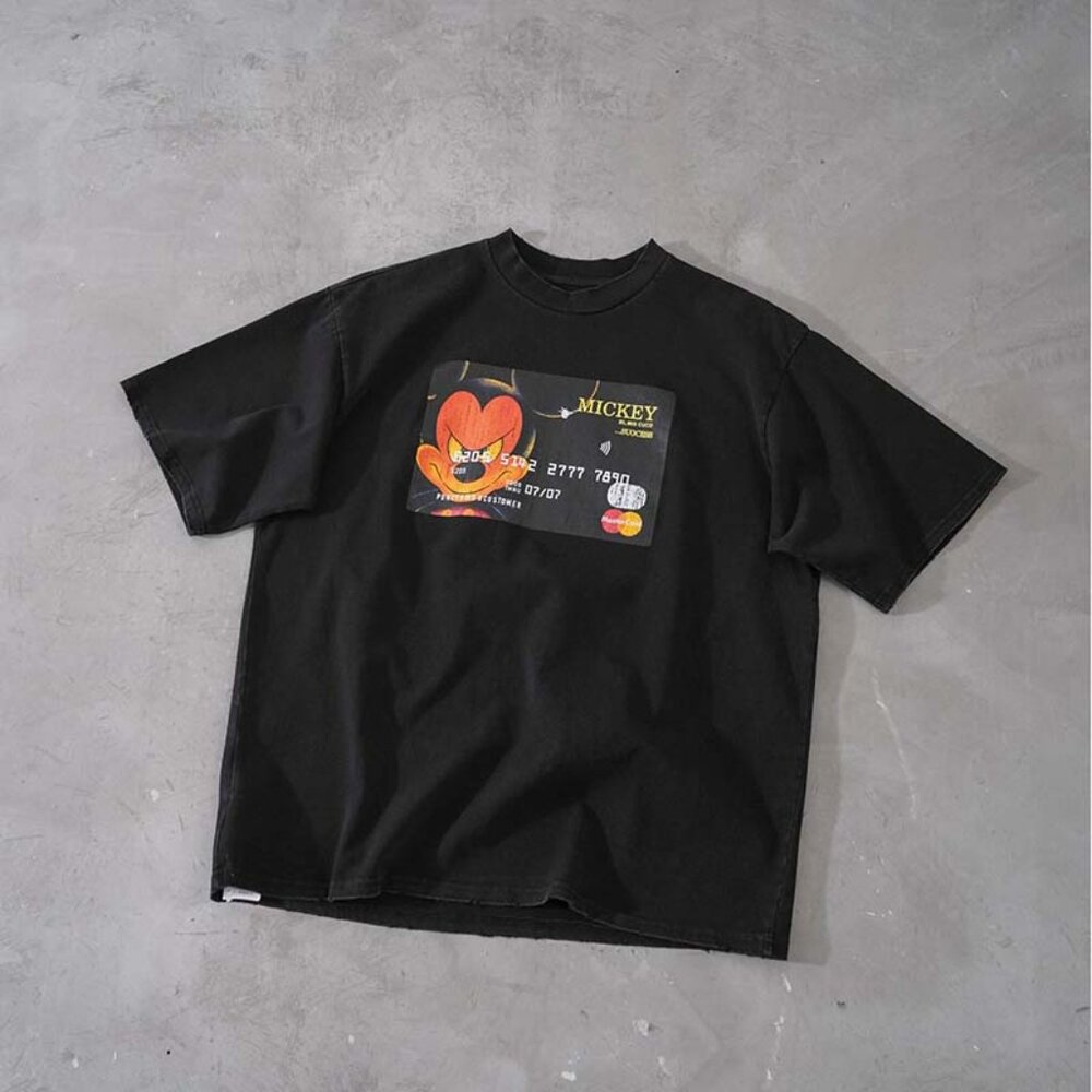 Purey Mickey Credit Card Washed Short Sleeves
